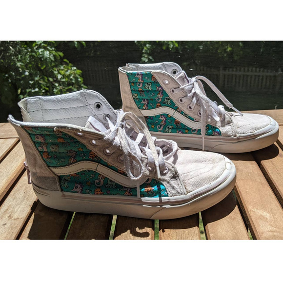 VANs SEA PARTY SK8 HI ZIP ORCHID ICE TRUE WHITE  size: 2.5 kids - Picture 3 of 11